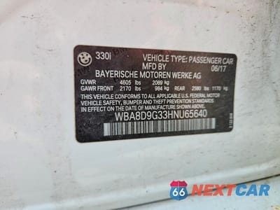 Zdjęcie 12 z 12 samochodu: 2017 BMW 330 XI VIN:WBA8D9G33HNU65640 - miniatura