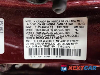 Zdjęcie 13 z 13 samochodu: 2015 HONDA CR-V EXL VIN:2HKRM4H75FH613344 - miniatura