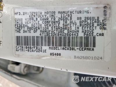 Zdjęcie 12 z 12 samochodu: 2004 TOYOTA CAMRY LE VIN:4T1BE32K84U286443 - miniatura