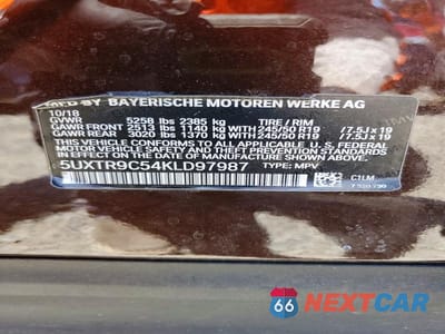 Zdjęcie 14 z 14 samochodu: 2019 BMW X3 XDRIVE30I VIN:5UXTR9C54KLD97987 - miniatura