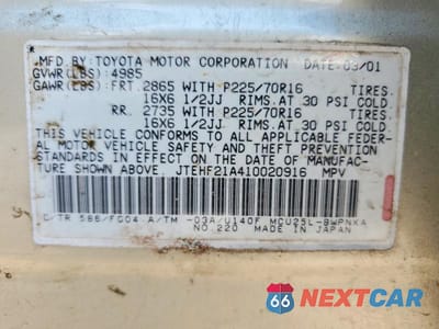 Zdjęcie 13 z 13 samochodu: 2001 TOYOTA HIGHLANDER BASE VIN:JTEHF21A410020916 - miniatura