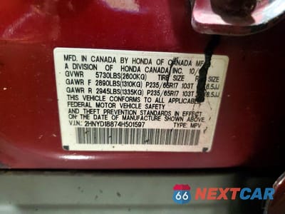 Zdjęcie 14 z 14 samochodu: 2004 ACURA MDX TOURING VIN:2HNYD18874H501597 - miniatura
