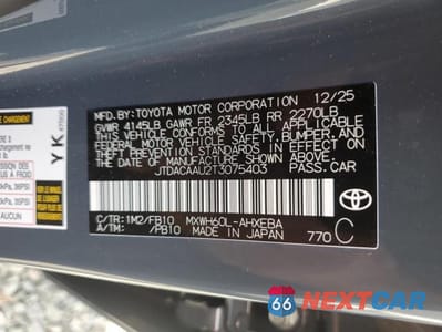 Zdjęcie 12 z 12 samochodu: 2026 TOYOTA PRIUS LE VIN:JTDACAAU2T3075403 - miniatura