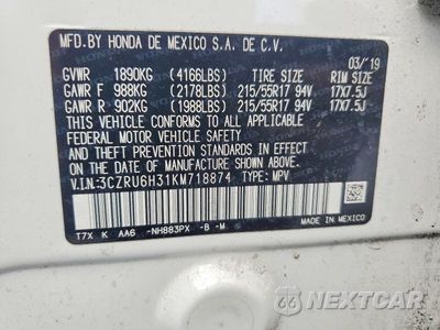 Zdjęcie 13 z 13 samochodu: 2019 HONDA HR-V LX VIN:3CZRU6H31KM718874 - miniatura