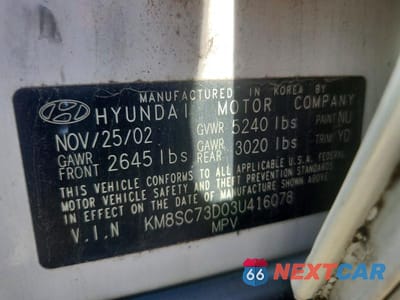 Zdjęcie 12 z 12 samochodu: 2003 HYUNDAI SANTA FE GLS VIN:KM8SC73D03U416078 - miniatura