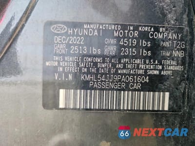 Zdjęcie 12 z 12 samochodu: 2023 HYUNDAI SONATA HYBRID LIMITED VIN:KMHL54JJ9PA061604 - miniatura