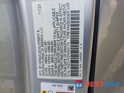 Zdjęcie 12 z 12 samochodu: 2024 HONDA ACCORD LX VIN:1HGCY1F27RA021179 - miniatura