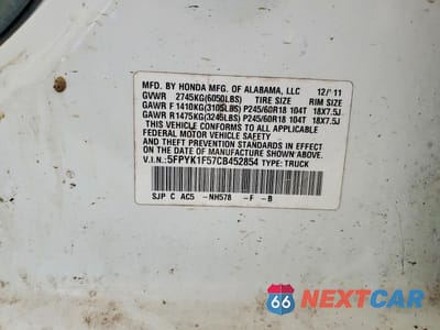 Zdjęcie 12 z 12 samochodu: 2012 HONDA RIDGELINE RTL VIN:5FPYK1F57CB452854 - miniatura