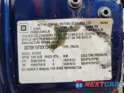 Zdjęcie 12 z 12 samochodu: 1999 GMC NEW SIERRA K1500 VIN:2GTEK19TXX1548007 - miniatura