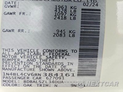 Zdjęcie 12 z 12 samochodu: 2024 NISSAN ALTIMA SR VIN:1N4BL4CV6RN384161 - miniatura