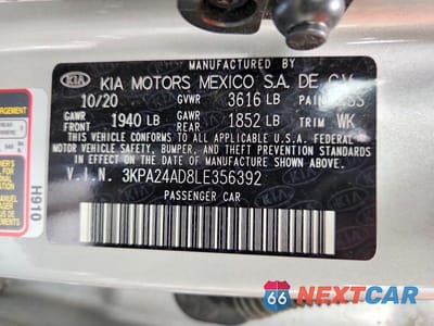 Zdjęcie 13 z 13 samochodu: 2020 KIA RIO S VIN:3KPA24AD8LE356392 - miniatura