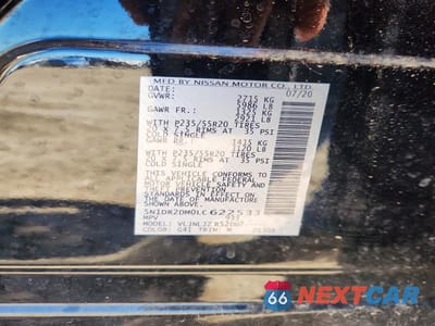 Zdjęcie 12 z 12 samochodu: 2020 NISSAN PATHFINDER PLATINUM VIN:5N1DR2DM0LC622533 - miniatura