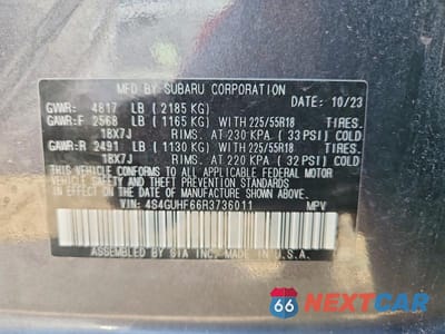 Zdjęcie 12 z 12 samochodu: 2024 SUBARU CROSSTREK SPORT VIN:4S4GUHF66R3736011 - miniatura