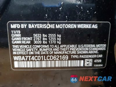 Zdjęcie 12 z 12 samochodu: 2020 BMW 740 XI VIN:WBA7T4C01LCD62169 - miniatura