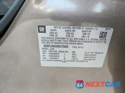 Zdjęcie 13 z 13 samochodu: 2011 CHEVROLET EQUINOX LT VIN:2CNFLNE59B6378665 - miniatura