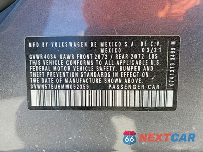 Zdjęcie 12 z 12 samochodu: 2021 VOLKSWAGEN JETTA S VIN:3VWN57BU6MM052359 - miniatura