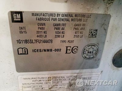 Zdjęcie 13 z 13 samochodu: 2015 CHEVROLET MALIBU LS VIN:1G11B5SL7FU144478 - miniatura