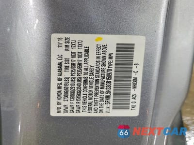 Zdjęcie 14 z 14 samochodu: 2016 HONDA ODYSSEY SE VIN:5FNRL5H33GB158970 - miniatura