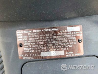 Zdjęcie 9 z 9 samochodu: 2006 SUZUKI AN400 K3 VIN:JS1CK43AX62102125 - miniatura