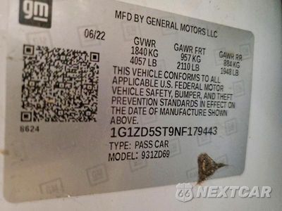 Zdjęcie 12 z 12 samochodu: 2022 CHEVROLET MALIBU LT VIN:1G1ZD5ST9NF179443 - miniatura