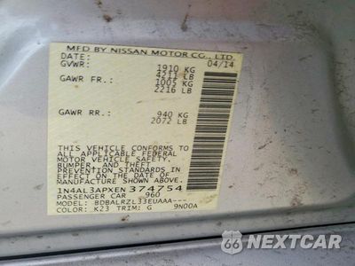 Zdjęcie 12 z 12 samochodu: 2014 NISSAN ALTIMA 2.5 S VIN:1N4AL3APXEN374754 - miniatura