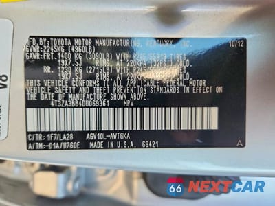 Zdjęcie 13 z 13 samochodu: 2013 TOYOTA VENZA VIN:4T3ZA3BB4DU069361 - miniatura