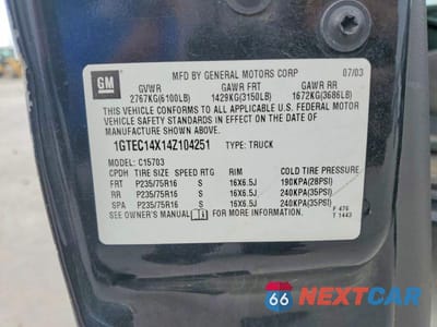Zdjęcie 12 z 12 samochodu: 2004 GMC NEW SIERRA C1500 VIN:1GTEC14X14Z104251 - miniatura