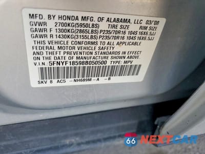 Zdjęcie 13 z 13 samochodu: 2008 HONDA PILOT EXL VIN:5FNYF18598B050500 - miniatura