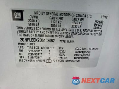 Zdjęcie 12 z 12 samochodu: 2013 CHEVROLET EQUINOX LT VIN:2GNFLEEK2D6108052 - miniatura