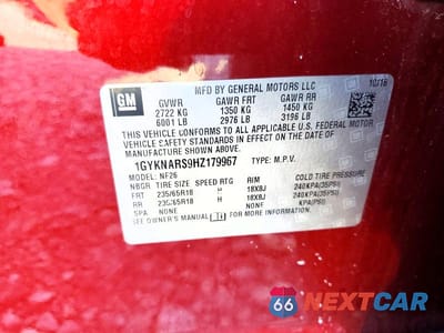 Zdjęcie 14 z 14 samochodu: 2017 CADILLAC XT5 VIN:1GYKNARS9HZ179967 - miniatura