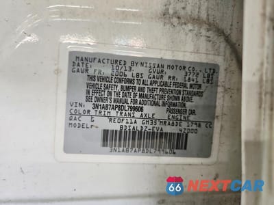 Zdjęcie 12 z 12 samochodu: 2013 NISSAN SENTRA S VIN:3N1AB7AP8DL799606 - miniatura
