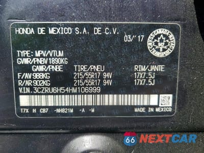 Zdjęcie 13 z 13 samochodu: 2017 HONDA HR-V EX VIN:3CZRU6H54HM106999 - miniatura