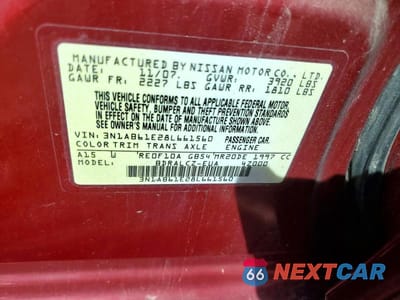 Zdjęcie 12 z 12 samochodu: 2008 NISSAN SENTRA 2.0 VIN:3N1AB61E28L661560 - miniatura