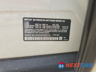 Zdjęcie 12 z 12 samochodu: 2025 BMW X5 XDRIVE40I VIN:5UX23EU04S9Y83010 - miniatura