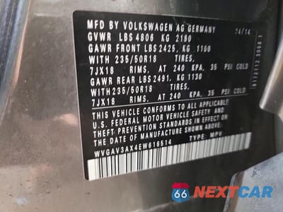 Zdjęcie 13 z 13 samochodu: 2014 VOLKSWAGEN TIGUAN S VIN:WVGAV3AX4EW616514 - miniatura