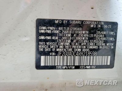 Zdjęcie 13 z 13 samochodu: 2024 SUBARU CROSSTREK PREMIUM VIN:JF2GUADC4RH218598 - miniatura