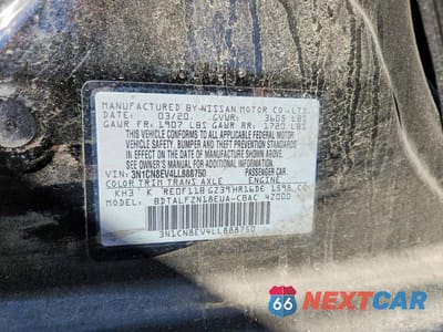 Zdjęcie 12 z 12 samochodu: 2020 NISSAN VERSA SV VIN:3N1CN8EV4LL888750 - miniatura