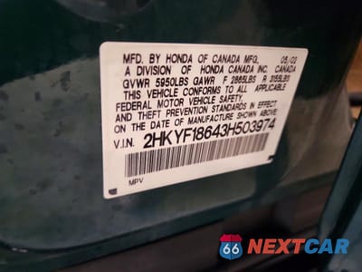 Zdjęcie 13 z 13 samochodu: 2003 HONDA PILOT EXL VIN:2HKYF18643H503974 - miniatura