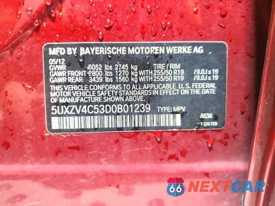 Zdjęcie 13 z 13 samochodu: 2013 BMW X5 XDRIVE35I VIN:5UXZV4C53D0B01239 - miniatura