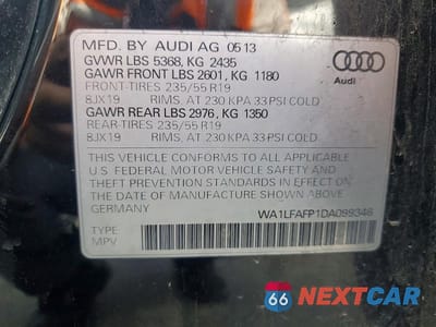Zdjęcie 12 z 12 samochodu: 2013 AUDI Q5 PREMIUM PLUS VIN:WA1LFAFP1DA099346 - miniatura