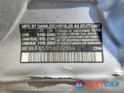 Zdjęcie 12 z 12 samochodu: 2005 MERCEDES-BENZ E 320 VIN:WDBUF65J95A702564 - miniatura