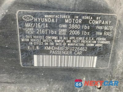 Zdjęcie 12 z 12 samochodu: 2015 HYUNDAI ELANTRA SE VIN:KMHDH4AE3FU226462 - miniatura