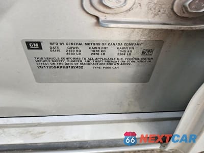 Zdjęcie 12 z 12 samochodu: 2016 CHEVROLET IMPALA LT VIN:2G1105SAXG9192432 - miniatura