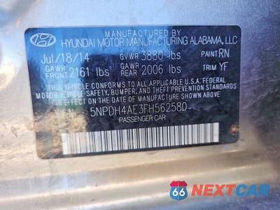 Zdjęcie 12 z 12 samochodu: 2015 HYUNDAI ELANTRA SE VIN:5NPDH4AE3FH562580 - miniatura