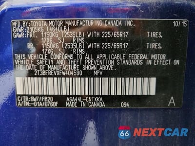 Zdjęcie 13 z 13 samochodu: 2015 TOYOTA RAV4 LE VIN:2T3BFREVXFW404590 - miniatura