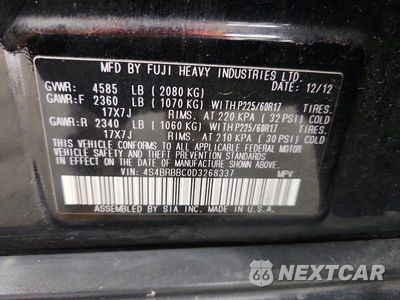 Zdjęcie 13 z 13 samochodu: 2013 SUBARU OUTBACK 2.5I PREMIUM VIN:4S4BRBBC0D3268337 - miniatura