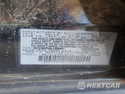 Zdjęcie 12 z 12 samochodu: 2020 NISSAN VERSA S VIN:3N1CN8DV6LL806907 - miniatura