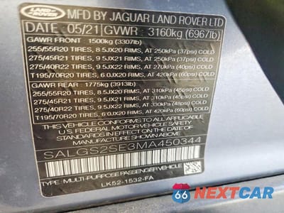 Zdjęcie 13 z 13 samochodu: 2021 LAND ROVER RANGE ROVER WESTMINSTER EDITION VIN:SALGS2SE3MA450344 - miniatura