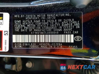 Zdjęcie 13 z 13 samochodu: 2020 TOYOTA CAMRY XSE VIN:4T1K61AK7LU999948 - miniatura
