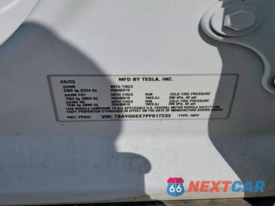 Zdjęcie 12 z 12 samochodu: 2023 TESLA MODEL Y VIN:7SAYGDEE7PF817233 - miniatura